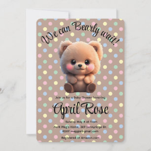Invitation On peut Bearly Wait mignon Baby shower ours en pel
