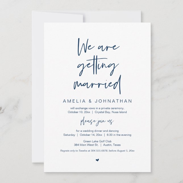 Invitation On se marie, Elopement Dinner Dancing I (Devant)