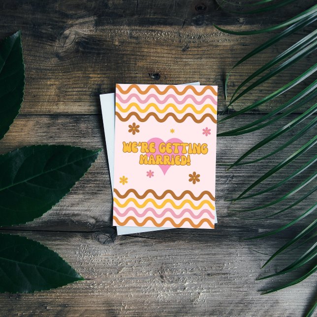 Invitation On se marie Flower Power 60's 70's Retro (Créateur téléchargé)