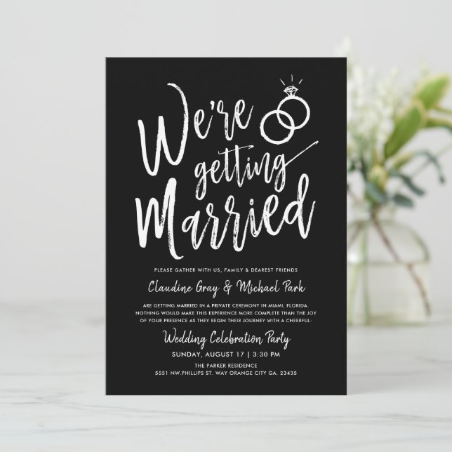 Invitation On se marie | Mariage après la fête Noir (Debout devant)