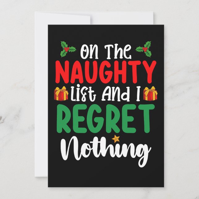 Invitation On The Naughty List And I Regret Nothing Christmas (Devant)