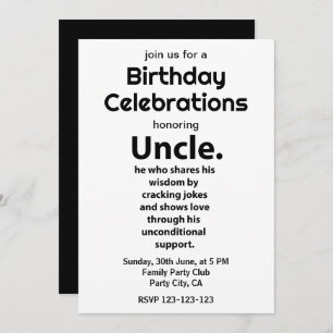 Invitation Oncle Inspirational Funny Citation Anniversaire On