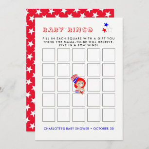 Invitation Oncle patriotique Sam Baby shower américain Bingo