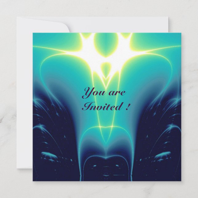 Invitation ONDES LUMINEUSES ,Bleu Aqua,Turquoise,Blanc (Devant)
