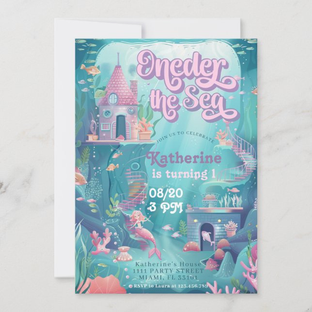 Invitation ONE der La Mer Anniversaire Mermaid 1er Anniversai (Devant)