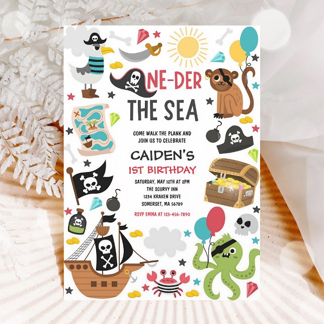 Invitation One-der le bateau pirate de la mer 1er anniversair (Créateur téléchargé)