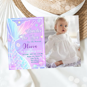 Invitation ONE der The Sea Mermaid 1er Birthday Photo