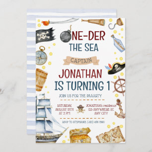 Invitation One der The Sea Pirate Ship 1er Anniversaire