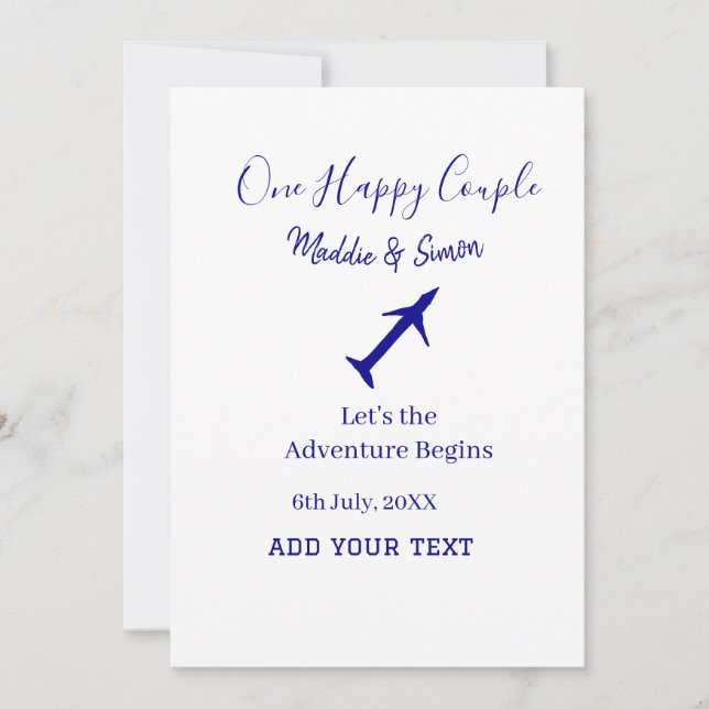 Invitation One happy Couple, l'aventure commence co mariage (Devant)