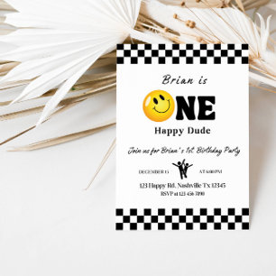 Invitation One Happy Dude 1st Birthday Boy Party - Cute & Fun