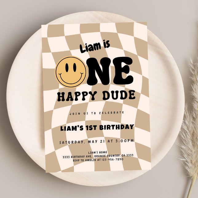 Invitation One Happy Dude Birthday (Créateur téléchargé)