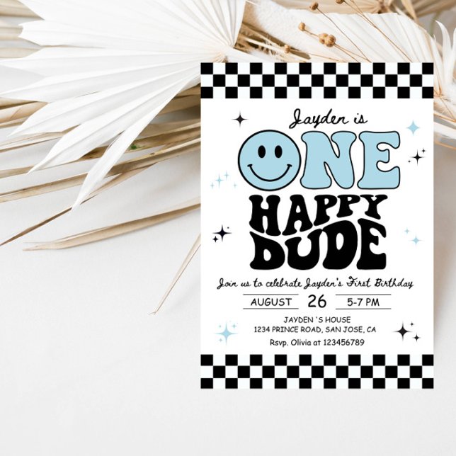 Invitation One Happy Dude Boy First Birthday Party (Créateur téléchargé)