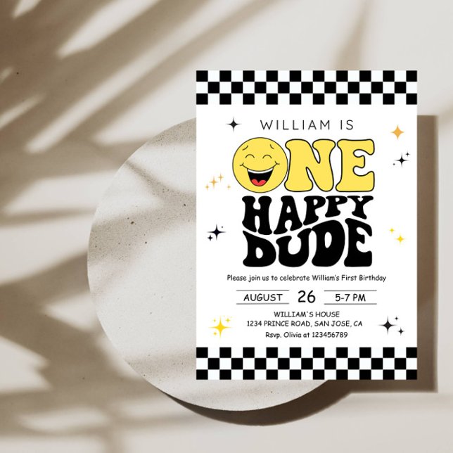 Invitation One Happy Dude - Fun 1st Birthday Boy Party (Créateur téléchargé)