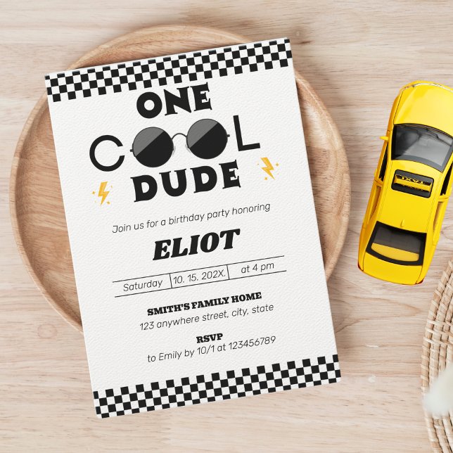 Invitation One Happy Dude One Cool Dude Boy's 1st Birthday (Créateur téléchargé)