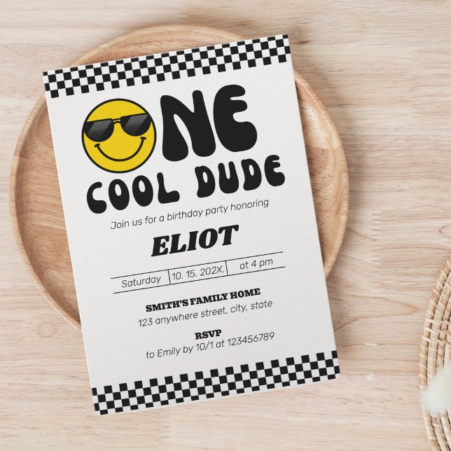 Invitation One Happy Dude One Cool Dude Boy's 1st Birthday (Créateur téléchargé)