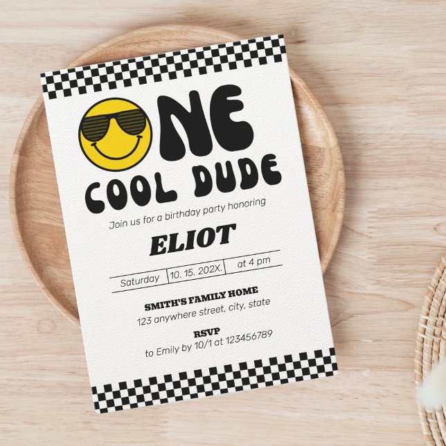 Invitation One Happy Dude One Cool Dude Boy's 1st Birthday (Créateur téléchargé)
