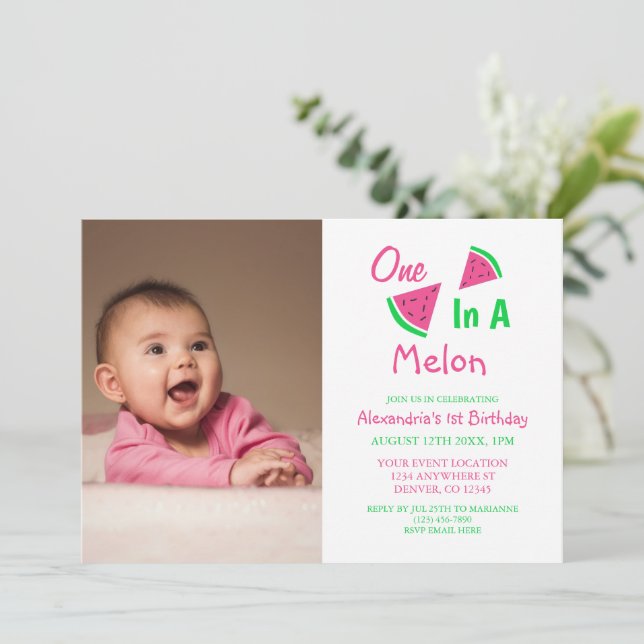 Invitation One In A Melon 1er Anniversaire (Debout devant)