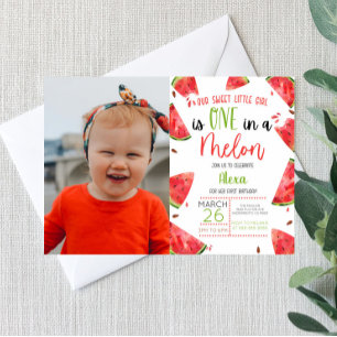 Invitation One In A Melon 1er Anniversaire Fête Watermelon