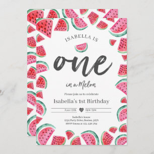 Invitation One In A Melon 1er Birthday Watermelon Anniversair