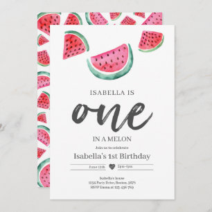 Invitation One In A Melon 1er Birthday Watermelon Birthday