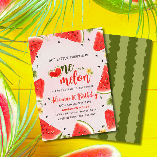 Invitation One In A Melon 1er Birthday Watermelon Birthday