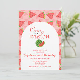 Invitation One In A Melon 1st Birthday Watermelon Photo