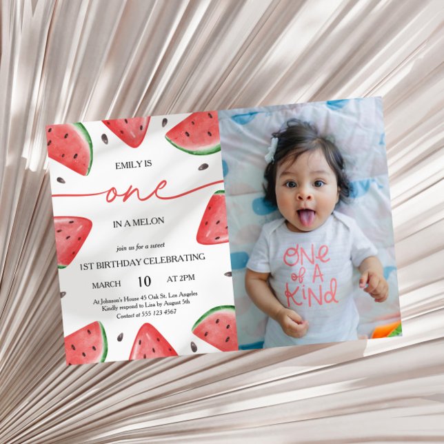 Invitation One In A Melon 1st Birthday Watermelon Photo (Créateur téléchargé)