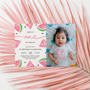 Invitation One In A Melon 1st Birthday Watermelon Photo