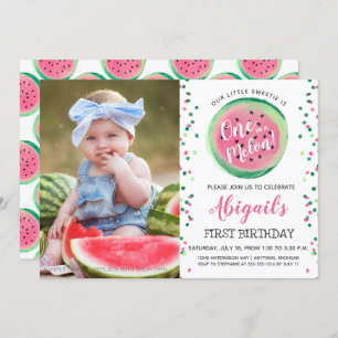 Invitation One in a Melon Confetti Photo 1er anniversaire Par