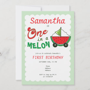 Invitation One in a Melon Cute Toy Mint 1er anniversaire