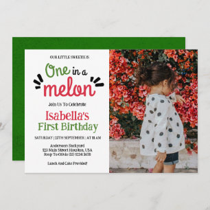Invitation One In A Melon Little Sweetie Girl 1er anniversair