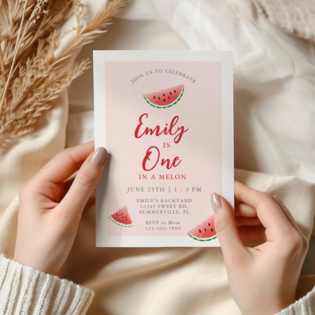 Invitation One In A Melon Watermelon 1er anniversaire (Créateur téléchargé)