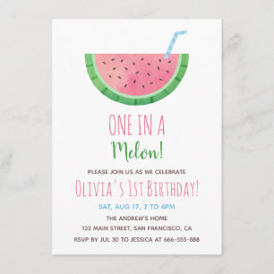 Invitation One In A Melon Watermelon 1er Birthday Party