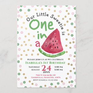 Invitation One In A Melon Watermelon 1er Birthday Party