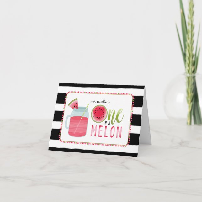 Invitation One In A Melon Watermelon Mason Jar Premier Annive (Devant)