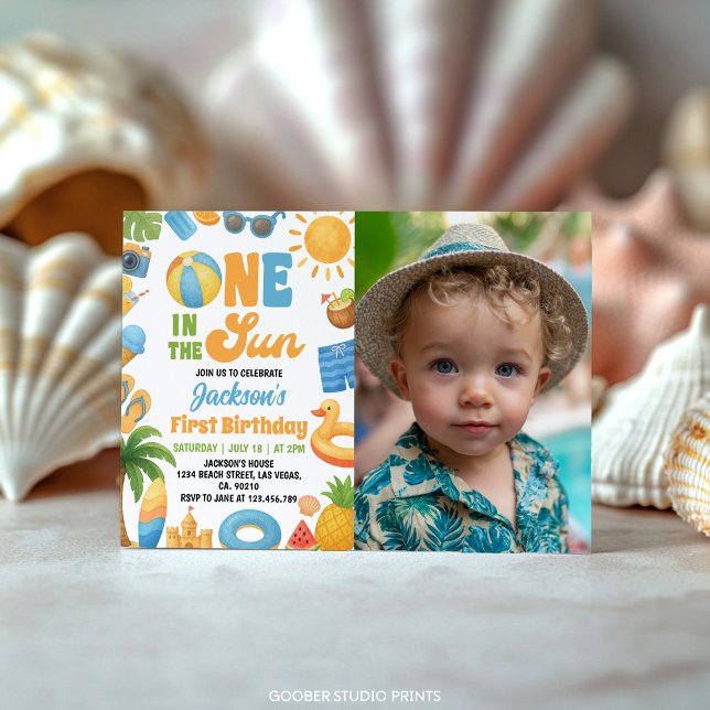 Invitation One In The Sun 1st Birthday Summer Party Photo (Créateur téléchargé)
