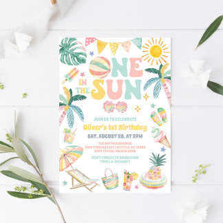 Invitation One In The Sun Beach Party Summer 1st Birthday