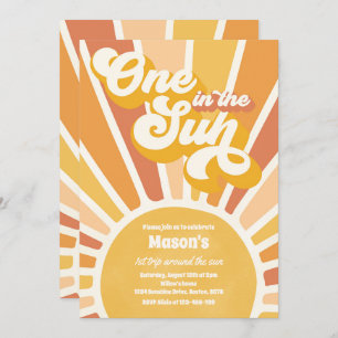 Invitation One In The Sun Retro Sunshine 1er Anniversaire