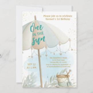 Invitation One in the Sun Summer Beach First Birthday