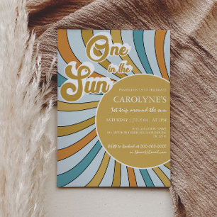Invitation One In The Sun Sunshine Retro 1er anniversaire
