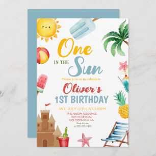 Invitation One In The Sun Tropical Beach 1st Birthday Party