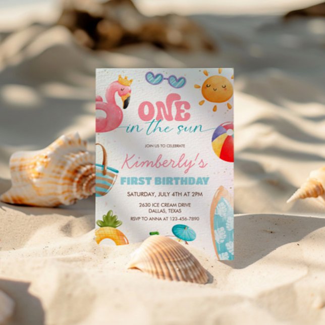 Invitation One In The Sun Tropical Beach 1st Birthday Party (Créateur téléchargé)
