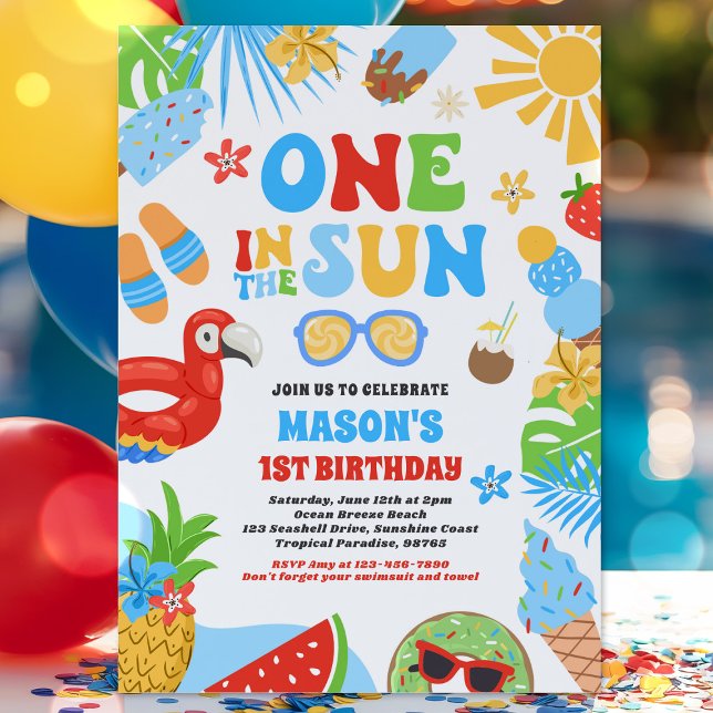 Invitation One In The Sun Tropical Beach 1st Birthday Party (Créateur téléchargé)