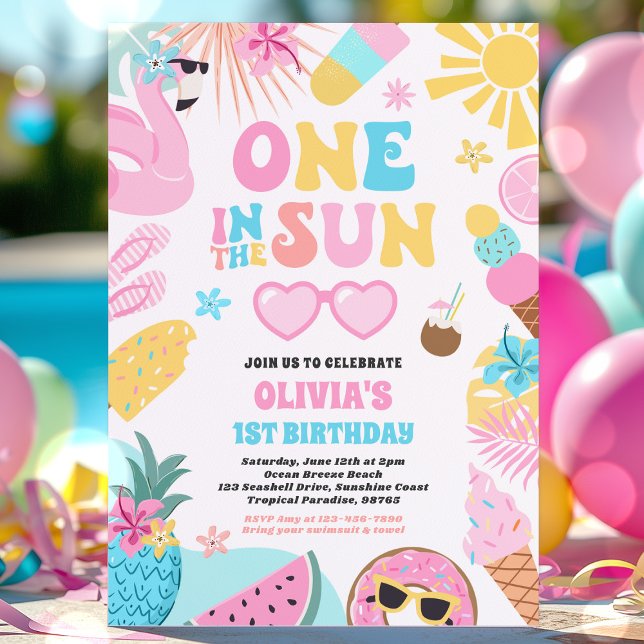 Invitation One In The Sun Tropical Beach 1st Birthday Party (Créateur téléchargé)