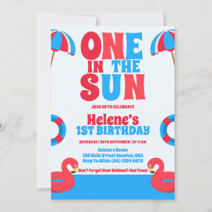 Invitation One In The Sun Tropical Beach Girl 1er anniversair