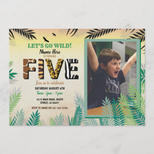 Invitation One Jungle 5e Anniversaire Party 5 Safari ZOO Phot