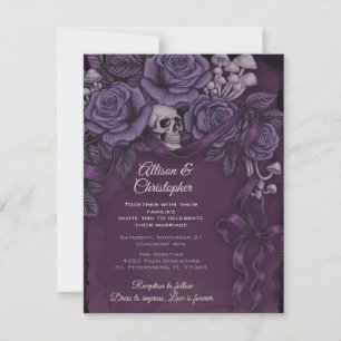 Invitation One Love, conception de mariage gothique prune