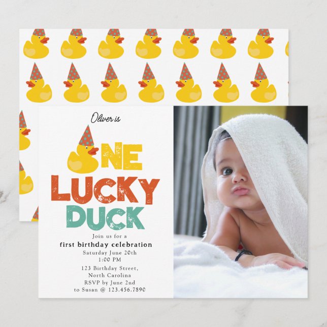 Invitation One Lucky Duck 1er  Premier Anniversair (Devant / Derrière)