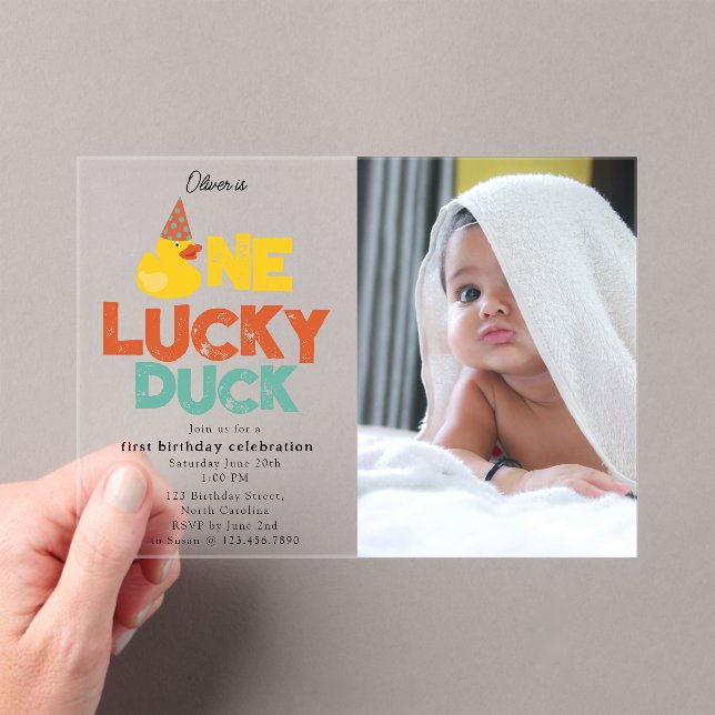 Invitation One Lucky Duck 1er Premier Anniversaire (In situ (ordinateur de poche))