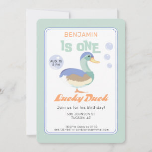 Invitation One Lucky Duck &  Bubbles Premier Anniversaire Pas